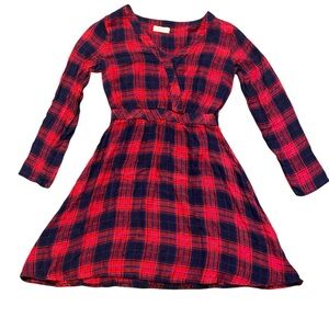📌 Alter’d State Red and Black Plaid Long-Sleeve Dress | Women’s XS